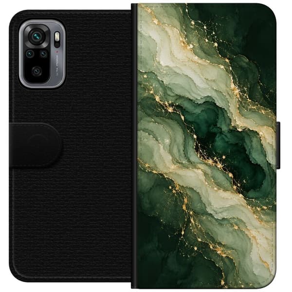 Kompatibelt Lommeboketui til Xiaomi Redmi Note 10S Skogsmarmor grønn