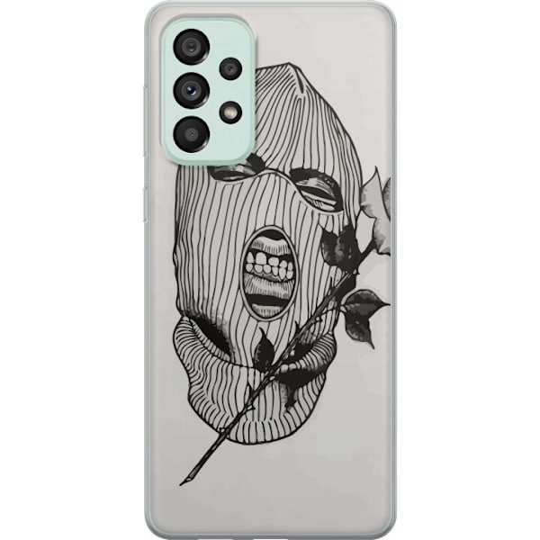 Samsung Galaxy A73 5G Gennemsigtig cover Ski Maske Ros Streetwear Design Grafisk Motiv Spænding Urban Stil Gadekunst Maskerade Symbol