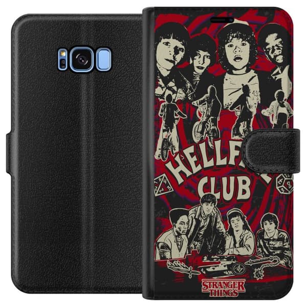Kompatibel Tegnebogsetui til Samsung Galaxy S8 Hellfire Club-collage med Stranger Things-karakterer og cykler