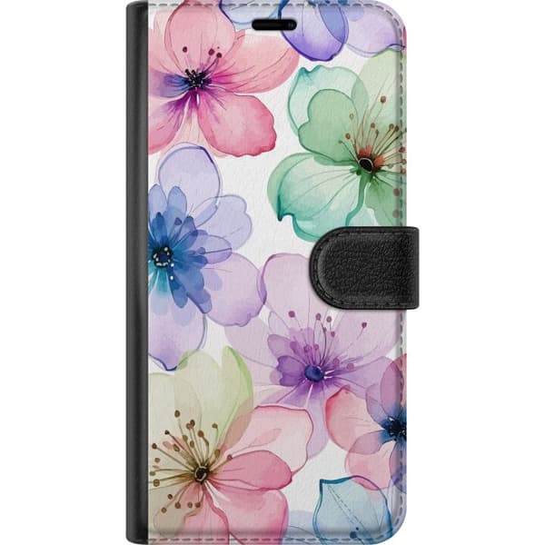 Kompatibel Tegnebogsetui til Samsung Galaxy A22 5G Akvarelblomster i bløde pastelfarver