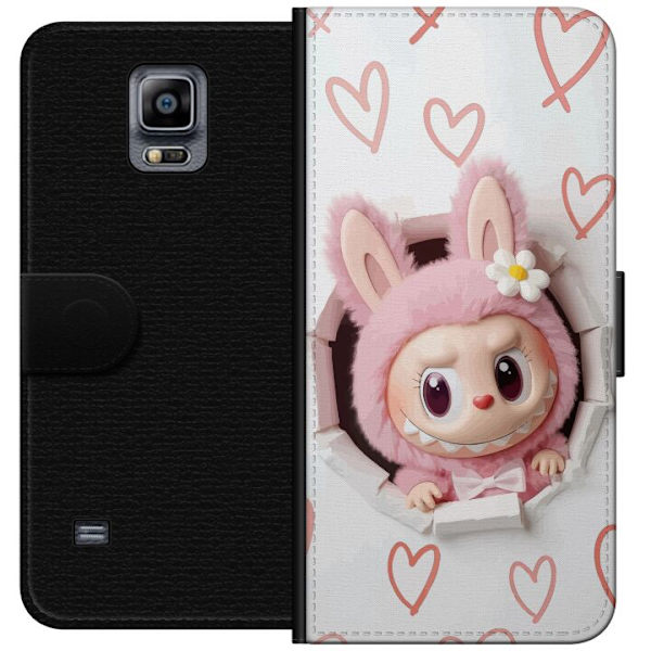 Samsung Galaxy Note 4 Lompakkokotelo Labubu Sydän Taustakuva Pop Mart Rakkausteema Hahmodesign Suosittu Motiivi Keräilytaideteossarja