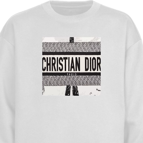 Sweatshirt til Voksne | Klassisk Collegebluse Christian Dior hvid M