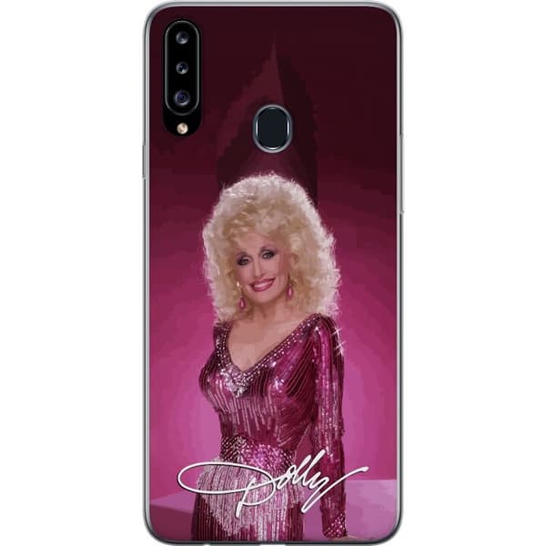 Kompatibelt Mobildeksel til Samsung Galaxy A20s Dolly Parton i glittrande rosa klänning rosa