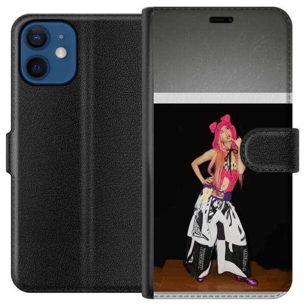 Kompatibelt Plånboksfodral till Apple iPhone 12 KATSEYE rosa modeporträtt svart