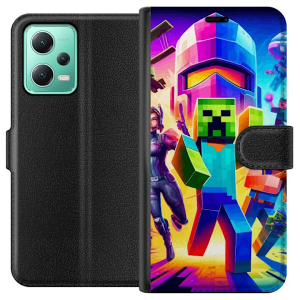 Xiaomi Redmi Note 12 Plånboksfodral Fortnite vs Minecraft