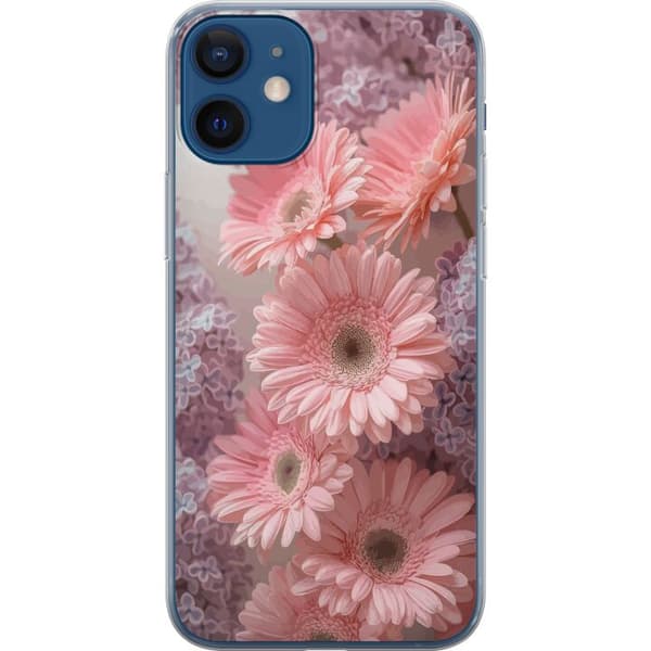 Kompatibelt Mobilskal till Apple iPhone 12 mini Rosa Blommor Mönster Flower Design
