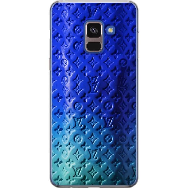 Kompatibelt Mobildeksel til Samsung Galaxy A8 (2018) Blått luksuriøst monogrammønster med elegant preget tekstur blå