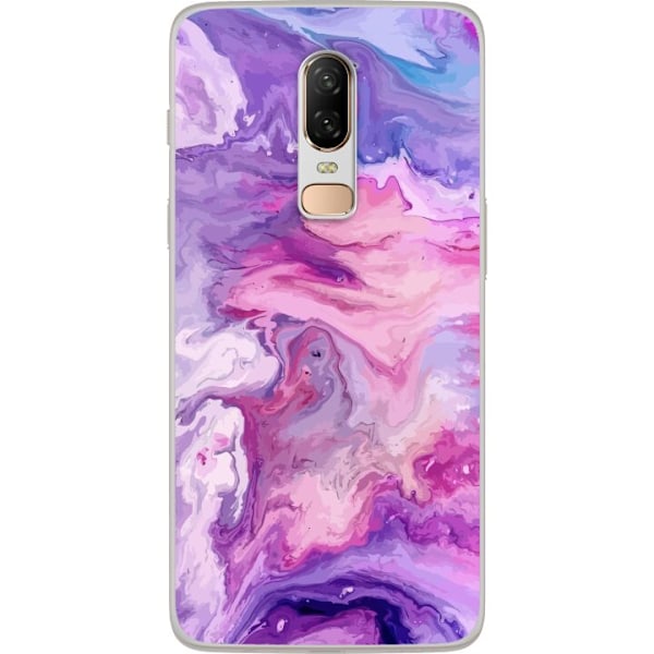 OnePlus 6 Gennemsigtig cover Marmor Lilla