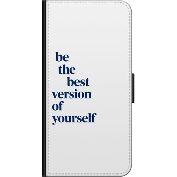 Kompatibel Tegnebogsetui til Samsung Galaxy Note9 Motiverende citat Vær den bedste version af dig selv i mørkeblå tekst på hvid baggrund hvid