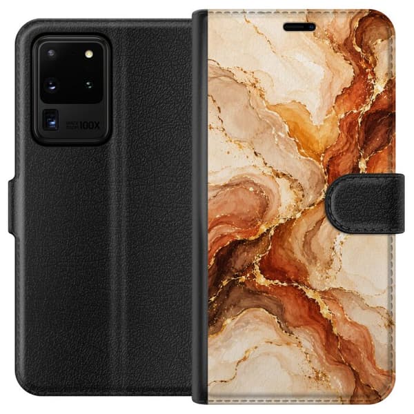 Kompatibelt Lommeboketui til Samsung Galaxy S20 Ultra Høstagat beige