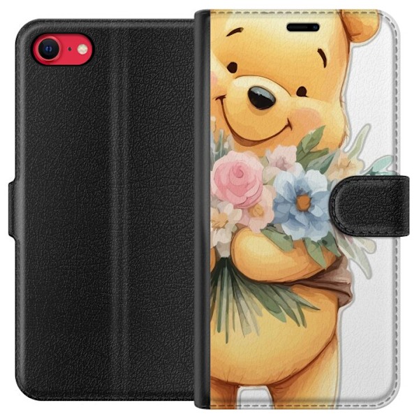 Apple iPhone 8 Plånboksfodral Nalle Puh med blommor – klassisk barnfavorit i blommande vårmiljö