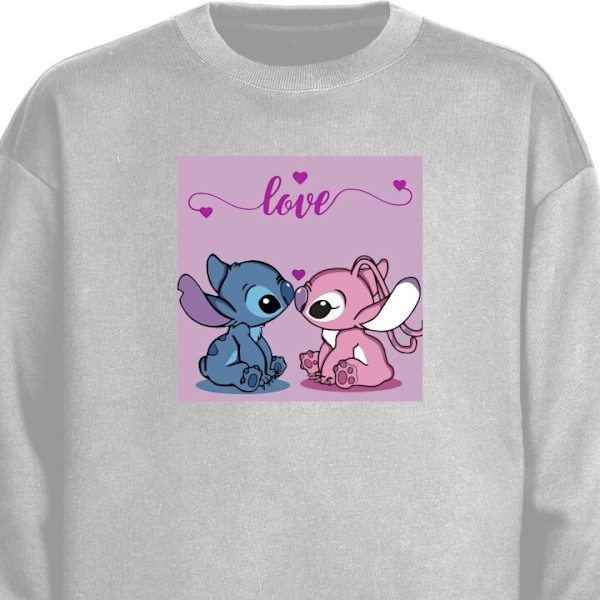 Sweatshirt för Vuxen | Klassisk Collegetröja Lilo & Stitch – Angel Edition grå M