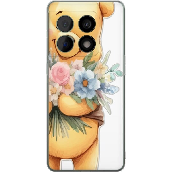 OnePlus 10 Pro Gennemsigtig cover Nalle Puh med blomster - klassisk børnefavorit i en blomstrende forårs miljø