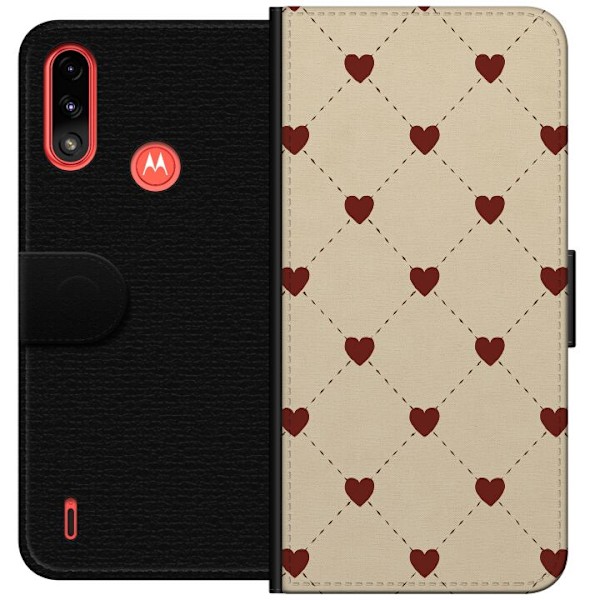 Motorola Moto E7 Power Lompakkokotelo Sydänverkko