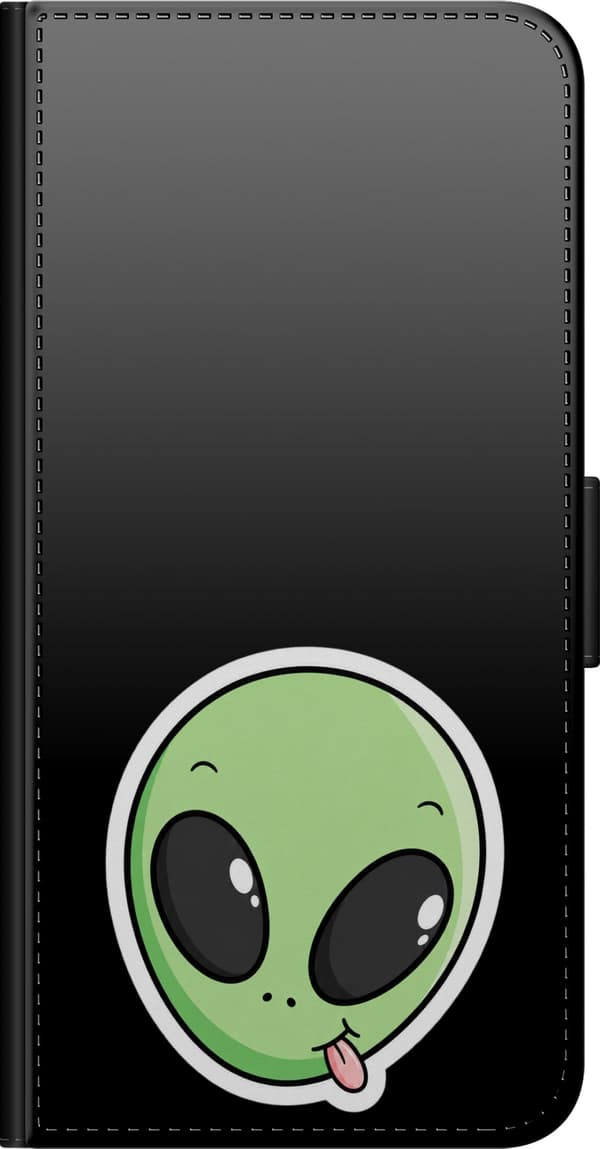 Yhteensopiva Lompakkokotelo Xiaomi Redmi Note 8 Pro  Kiusoitteleva alien - Vihreä kuva, jossa alien näyttää kieltä. vihreä