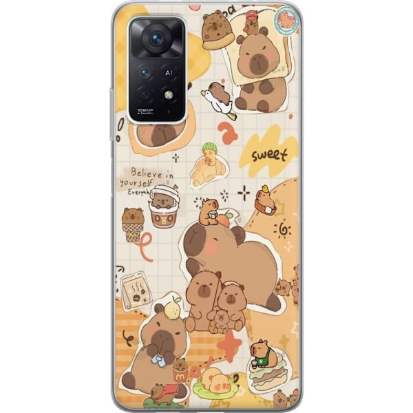 Xiaomi Redmi Note 11 Pro 5G Läpinäkyvä kuori Kawaii capybara mobilskal med gulliga djurmotiv