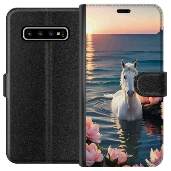 Kompatibelt Lommeboketui til Samsung Galaxy S10+ Badede hest