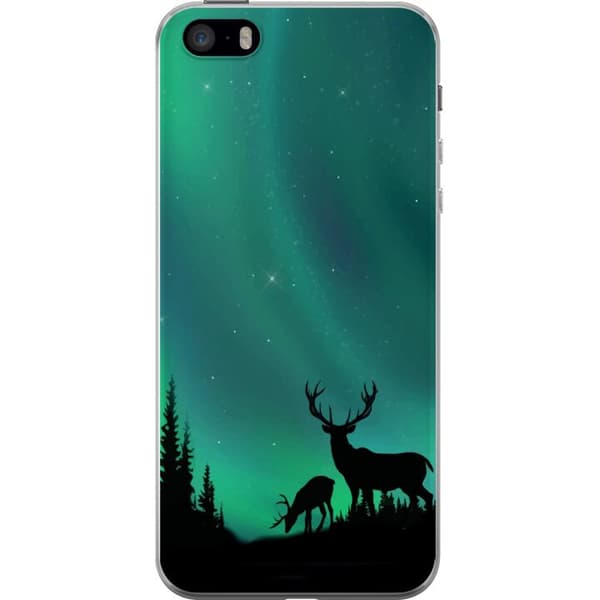 Kompatibelt Mobildeksel til Apple iPhone 5s Hjortar i siluett under norrsken