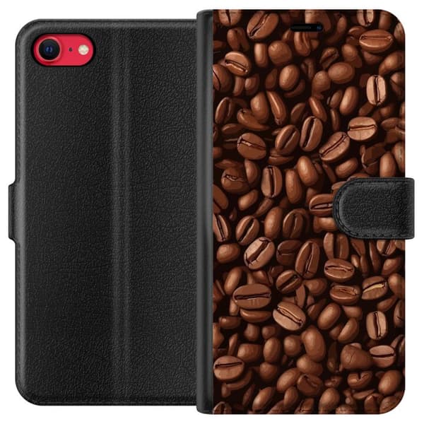 Kompatibel Tegnebogsetui til Apple iPhone 8 Kaffebönor närbild brun