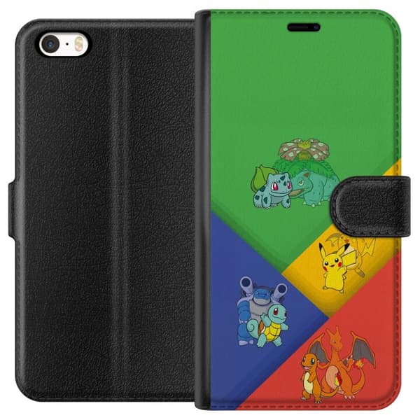 Kompatibelt Lommeboketui til Apple iPhone 5 Første utviklinger med Bulbasaur, Charmander, Squirtle og Pikachu flerfarget