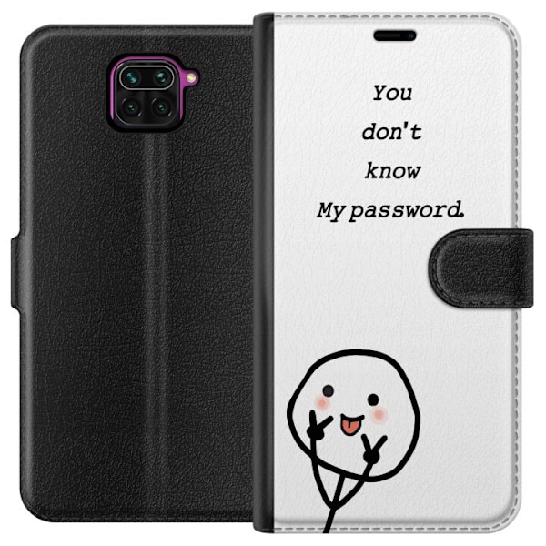 Xiaomi Redmi Note 9 Plånboksfodral You Don’t Know My Password – edgy textmotiv med attityd