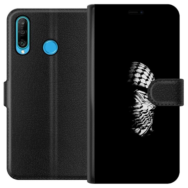 Huawei P30 lite Tegnebogsetui Keffiyeh-mønster - klassisk sor