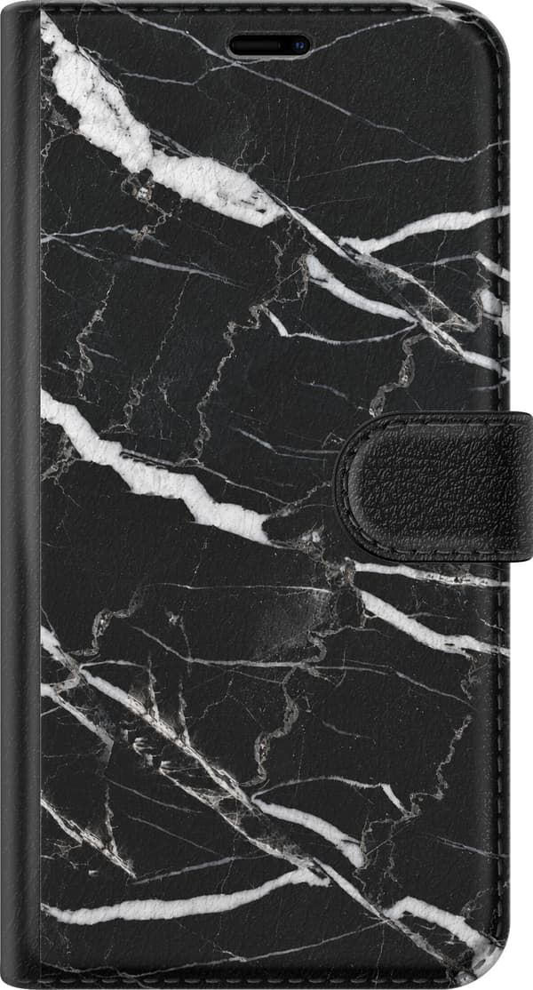 Kompatibel Tegnebogsetui til Apple iPhone 16 Sort marmorgrafik sort