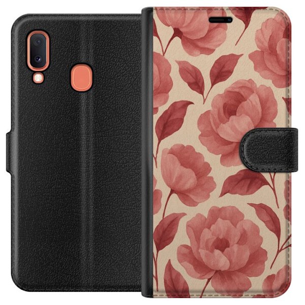 Samsung Galaxy A20e Lommeboketui Rose Blomst