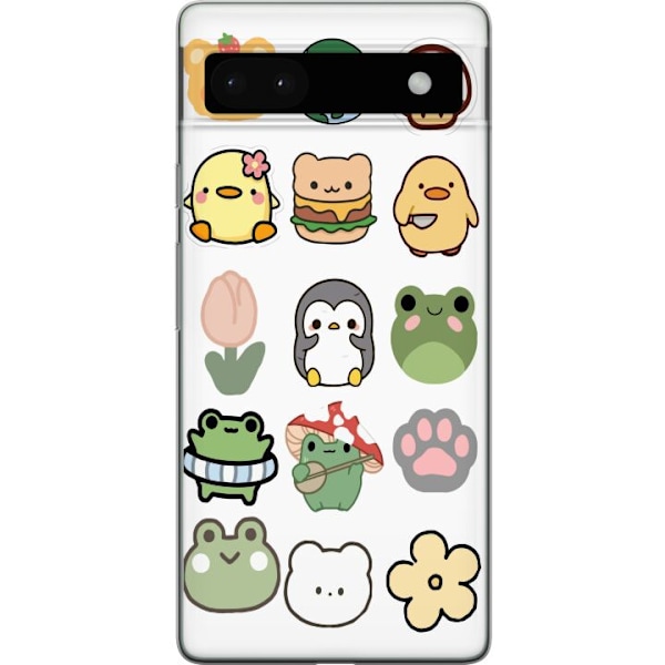 Google Pixel 6a Läpinäkyvä kuori Kawaii Friends