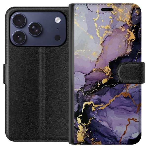 Kompatibel Tegnebogsetui til Apple iPhone 17 Pro Lilla Marmor