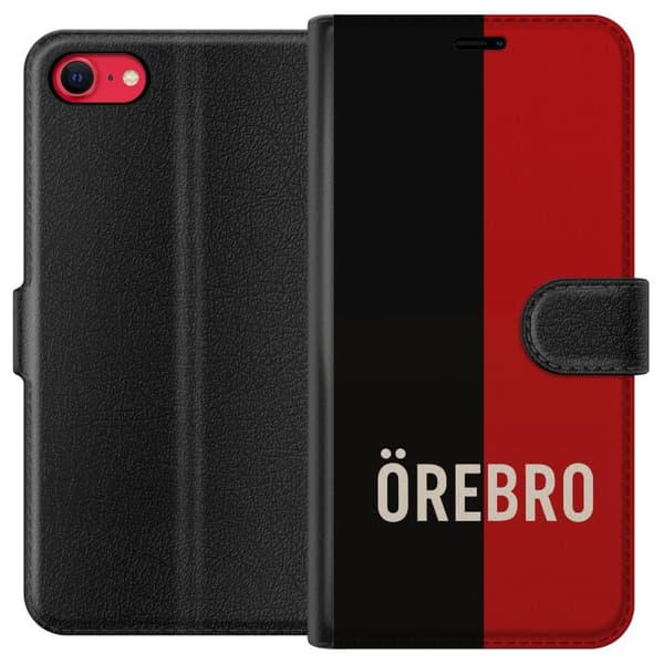 Kompatibel Tegnebogsetui til Apple iPhone 7 Sort og rød bytekst med minimalistisk og moderne design sort