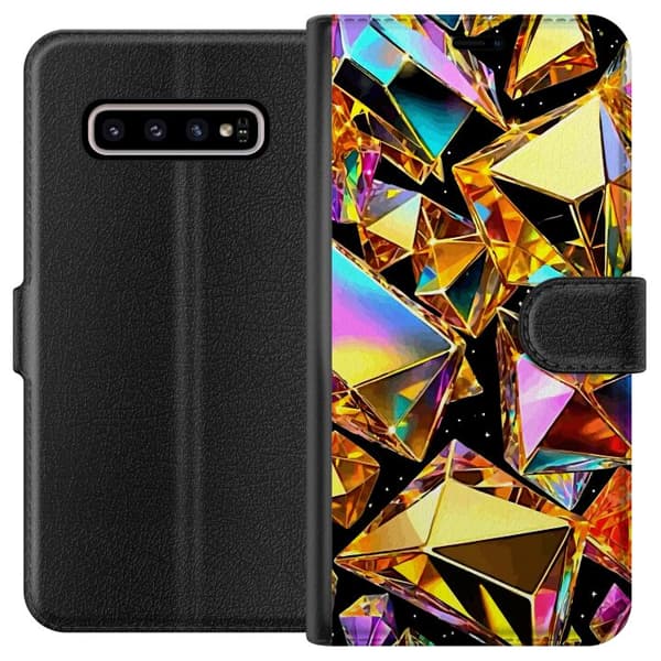 Kompatibelt Lommeboketui til Samsung Galaxy S10+ 3D Gull