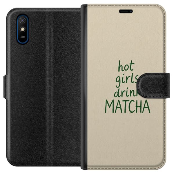Kompatibel Tegnebogsetui til Xiaomi Redmi 9A Matcha-piger beige