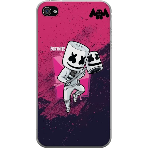 Apple iPhone 4 Genomskinligt Skal Marshmello Fortnite Skin Emote Gaming DJ Karaktär Populärt Motiv Barn Ungdom Trend