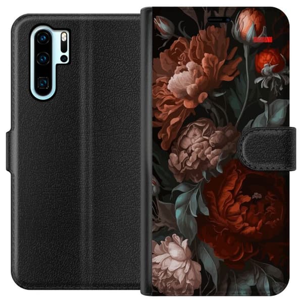 Kompatibelt Lommeboketui til Huawei P30 Pro Blommor