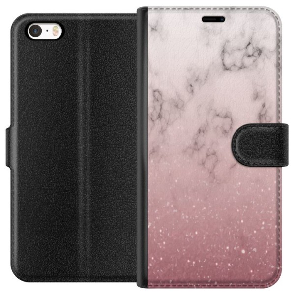 Apple iPhone 5 Lompakkokotelo Pehmeä pinkki marmori