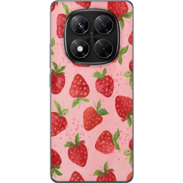 Xiaomi Redmi Note 14 Pro Genomskinligt Skal Strawberry Dreams – jordgubbsmönster i retrostil