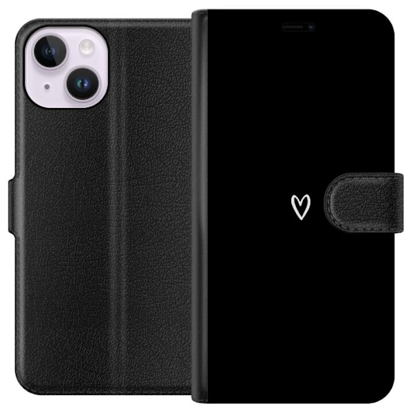 Kompatibel Tegnebogsetui til Apple iPhone 15 Sort Hjerte
