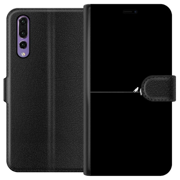 Huawei P20 Pro Tegnebogsetui Minimalistiske fugle sort