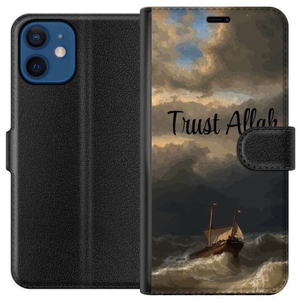 Kompatibelt Plånboksfodral till Apple iPhone 12 Trust Allah över stormigt hav brun