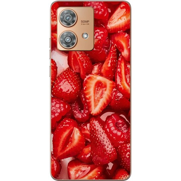 Motorola Edge 40 Neo Läpinäkyvä kuori Mansikkakuviointi - makea motiivi kesäfiiliksellä