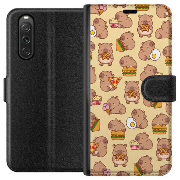 Sony Xperia 10 V Lompakkokotelo Kawaii capybara puhelinkotelo useilla söpöillä hahmoilla