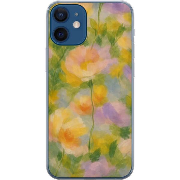 Kompatibelt Mobilskal till Apple iPhone 12 mini Solvarma blommor i handmålad romantisk stil