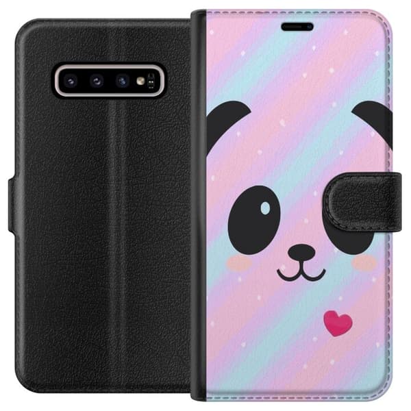 Kompatibel Tegnebogsetui til Samsung Galaxy S10+ Regnbue Panda