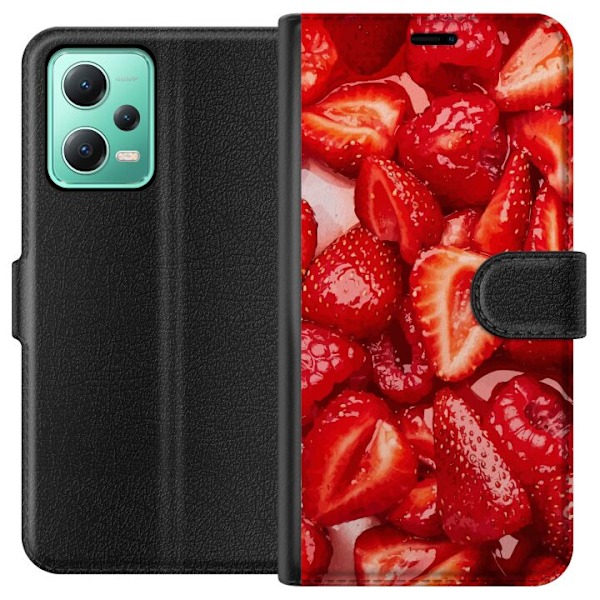 Xiaomi Redmi Note 12 Plånboksfodral Jordgubbsmönster – sö