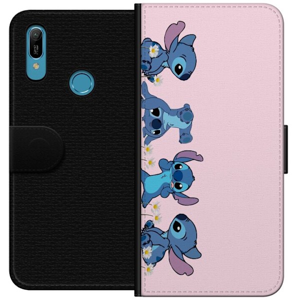 Huawei Y6 (2019) Plånboksfodral Stitch Skratt & Bus – Perfekt för Mobilskal eller Poster