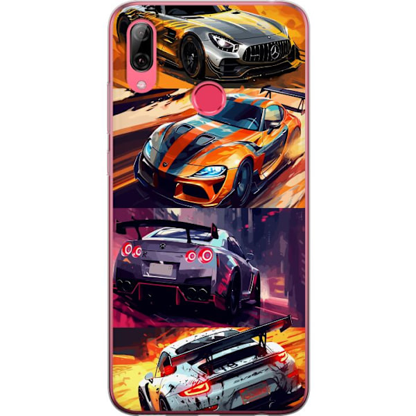 Huawei Y7 (2019) Läpinäkyvä kuori Ralli kuume - vauhdikas teema ralliautoilla