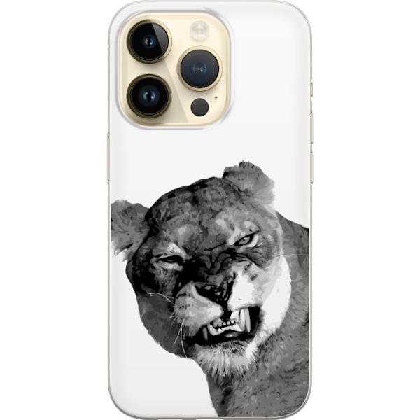 Apple iPhone 15 Pro Genomskinligt Skal Lejon Konst Artistiskt Djurmotiv Afrikanskt Stil Djungel Känsla Grafiskt Motiv Hemdekor Djurtema