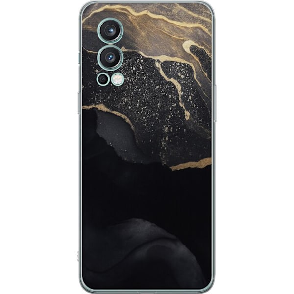 OnePlus Nord 2 5G Läpinäkyvä kuori Musta kulta abstrakti