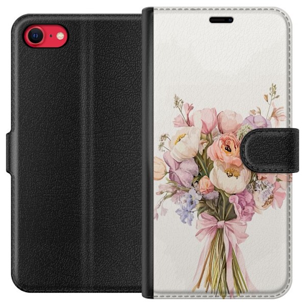 Apple iPhone 8 Plånboksfodral Mobilskal med färgglad blombukett i romantisk stil